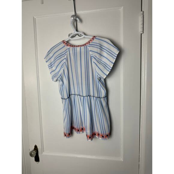 THML Top Women's XS Striped Boho Embroidered Flowy Peasant Short Sleeve Tunic - Picture 7 of 7